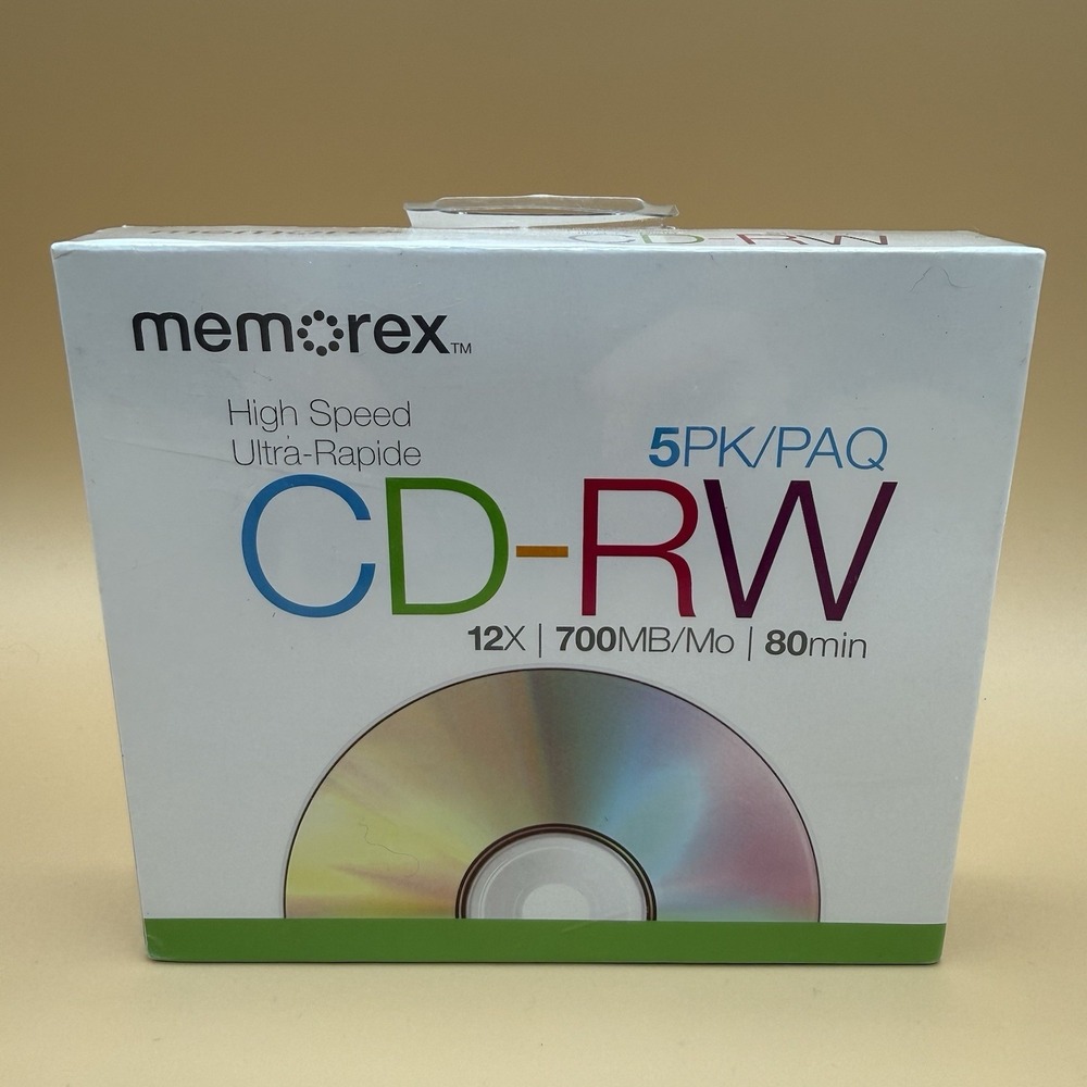 MEMOREX High Speed CD-RW 12x Data/700MB/80 Min 5-Pack Blank CD Disks (SEALED)